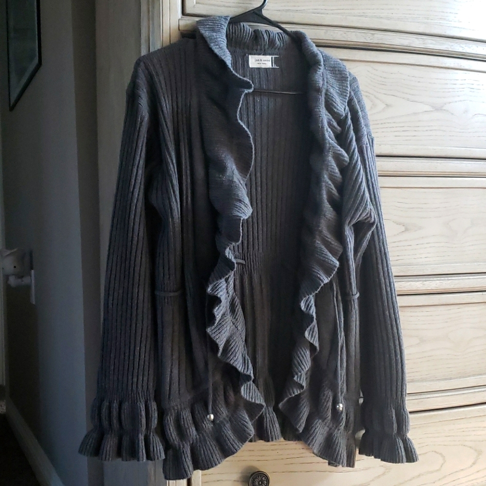 Large grey ruffle detail jacket